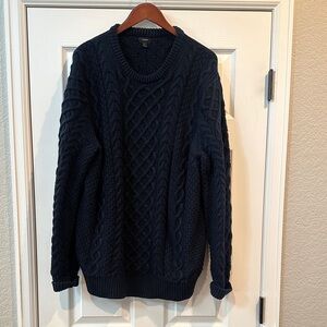 J. Crew Men's Dark Blue Cable Knit Sweater